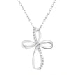 10K Yellow Gold Plated .925 Sterling Silver Diamond Accent Cross Ribbon 18