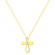 10K Yellow Gold Plated .925 Sterling Silver Diamond Accent Cross Ribbon 18