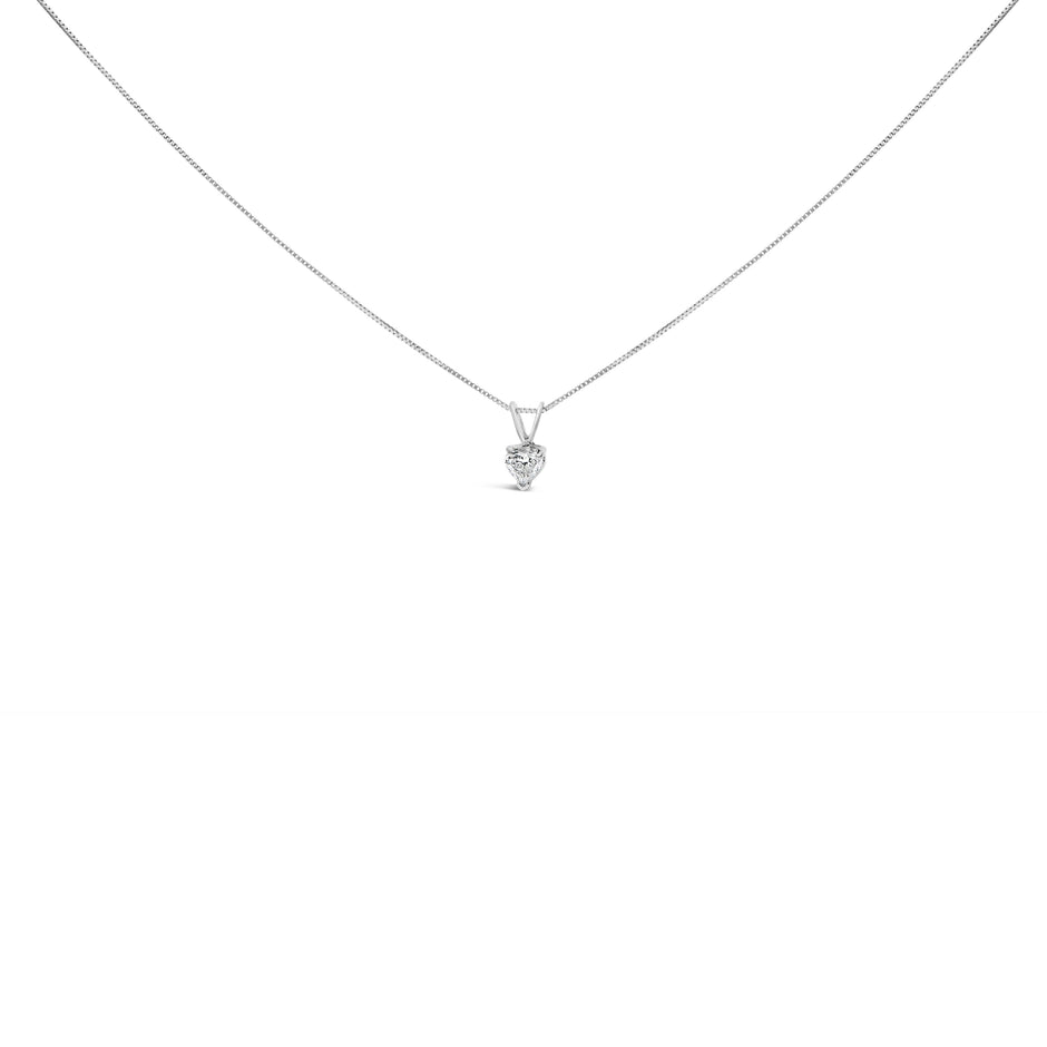 14K White Gold 1/5 Cttw 3-Prong Set Heart Shaped Solitaire Lab Grown Diamond 18