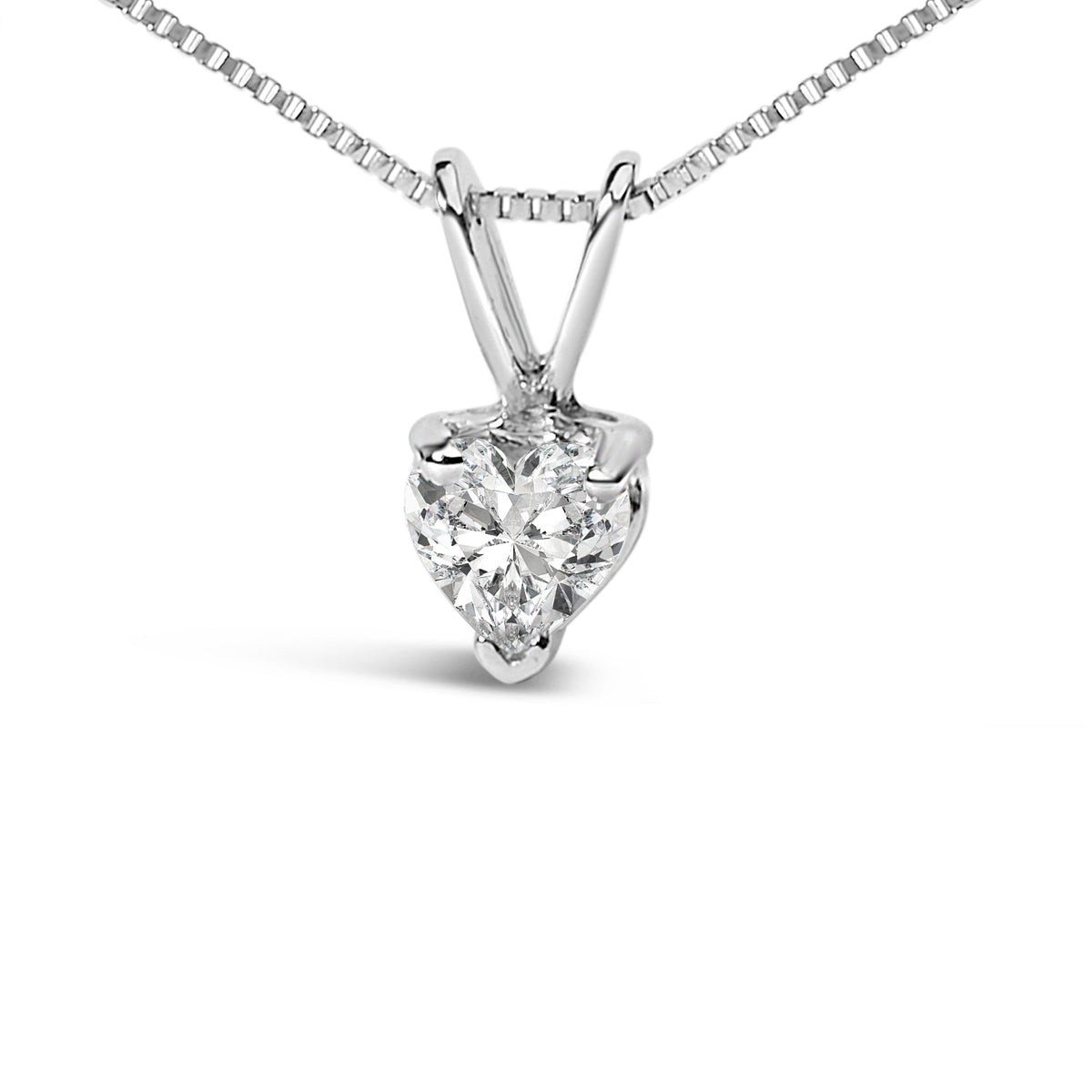 14K White Gold 1/5 Cttw 3-Prong Set Heart Shaped Solitaire Lab Grown Diamond 18