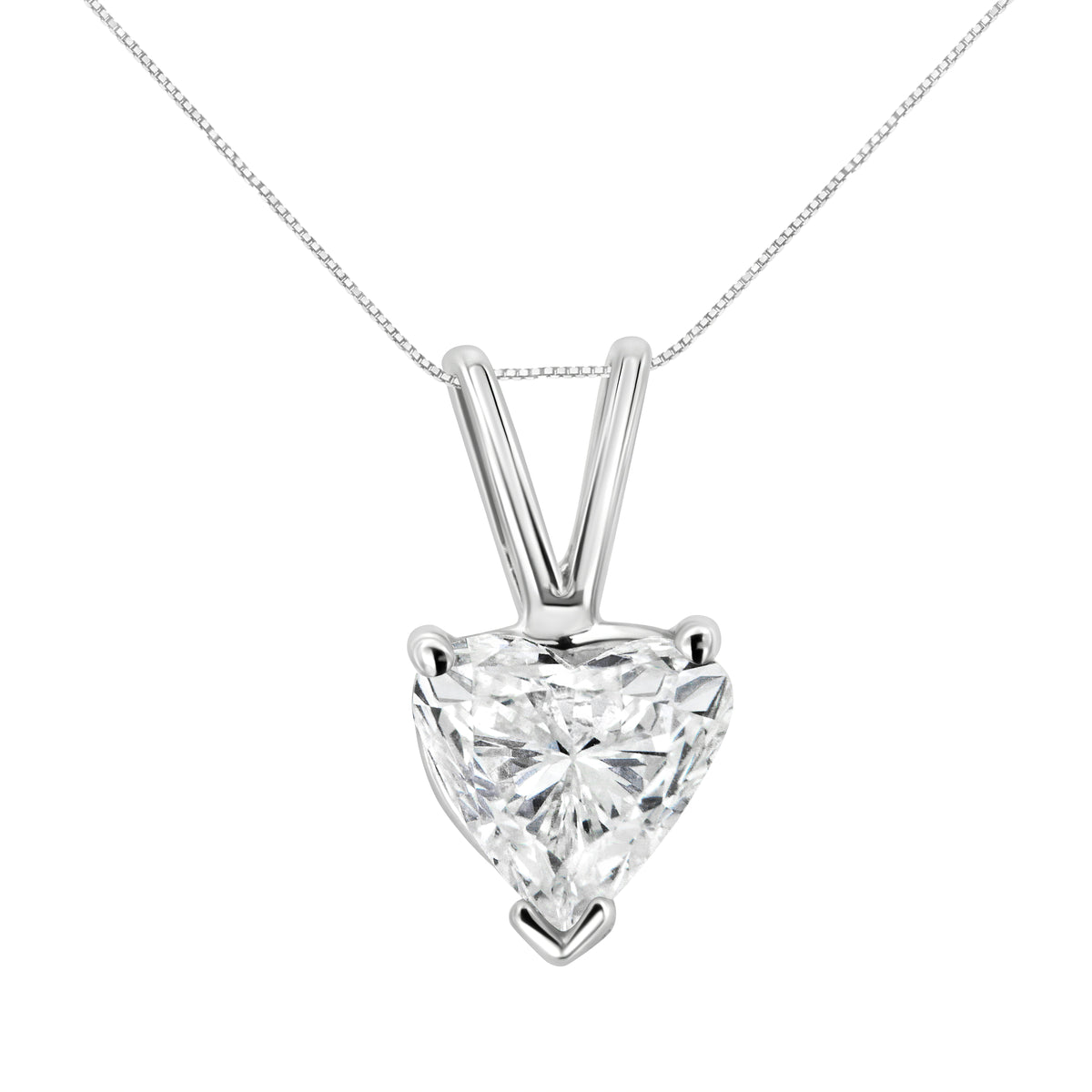 14K White Gold 1/5 Cttw 3-Prong Set Heart Shaped Solitaire Lab Grown Diamond 18