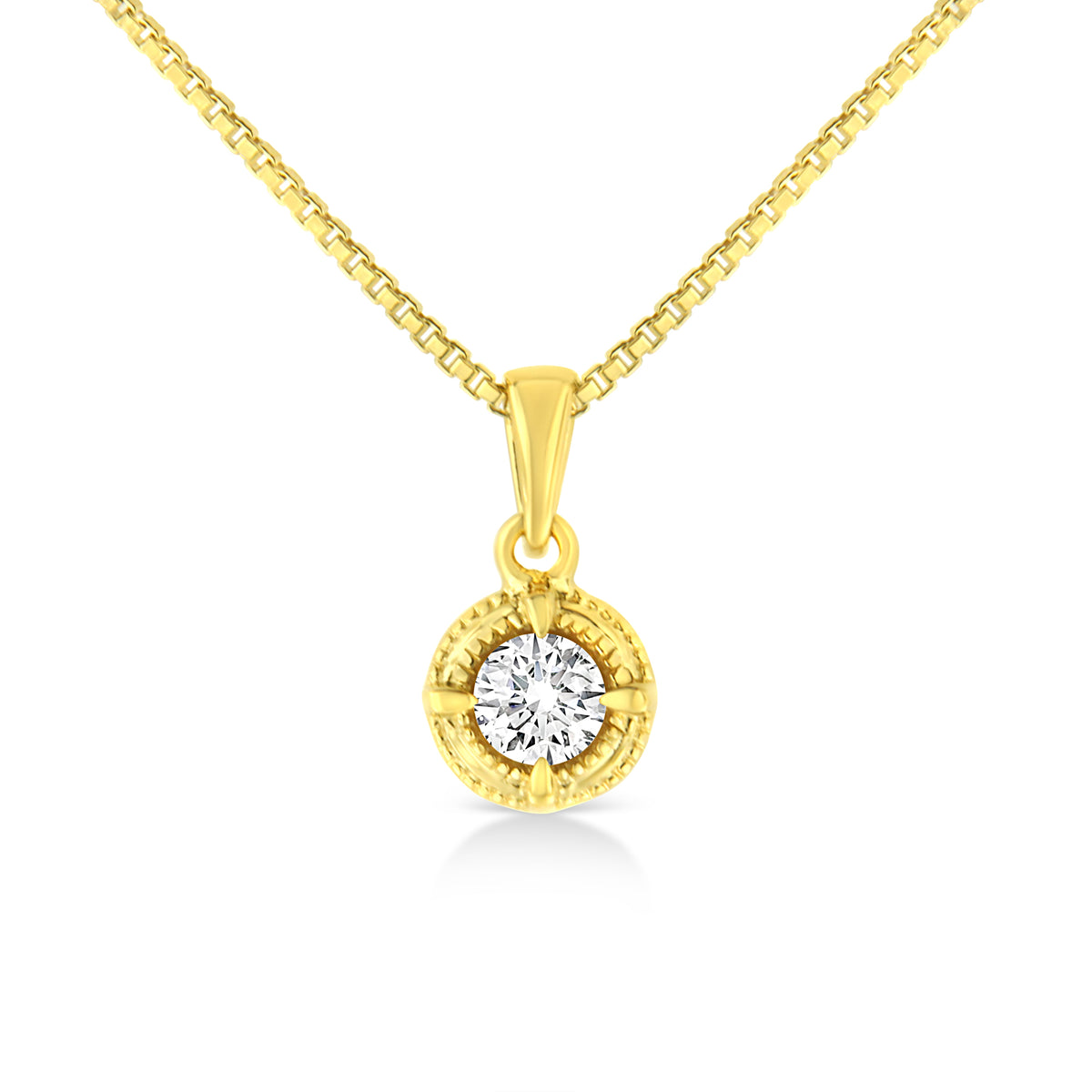 14K Yellow Gold Plated .925 Sterling Silver 1/2 Cttw Brilliant Round Cut Diamond Solitaire Milgrain 18