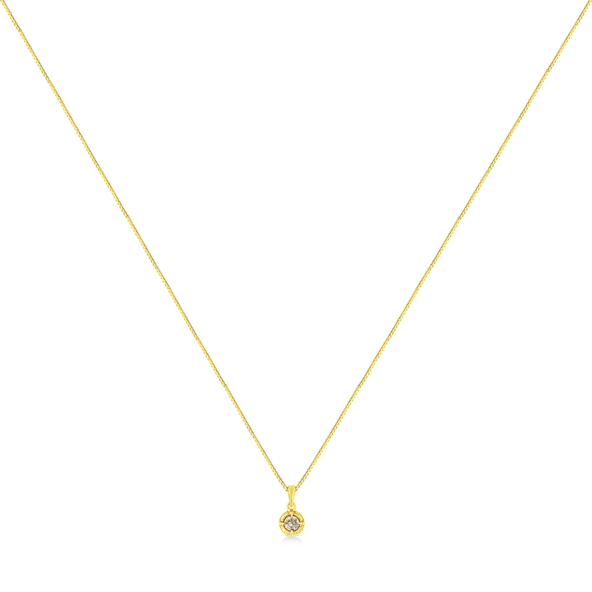 14K Yellow Gold Plated .925 Sterling Silver 1/2 Cttw Brilliant Round Cut Diamond Solitaire Milgrain 18