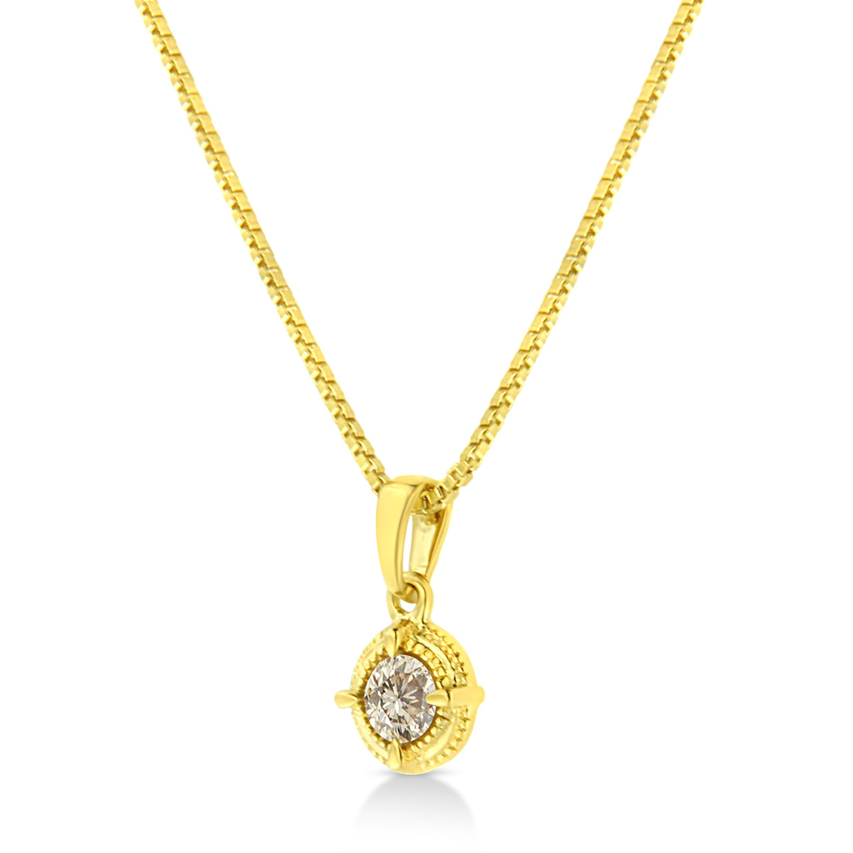 14K Yellow Gold Plated .925 Sterling Silver 1/2 Cttw Brilliant Round Cut Diamond Solitaire Milgrain 18