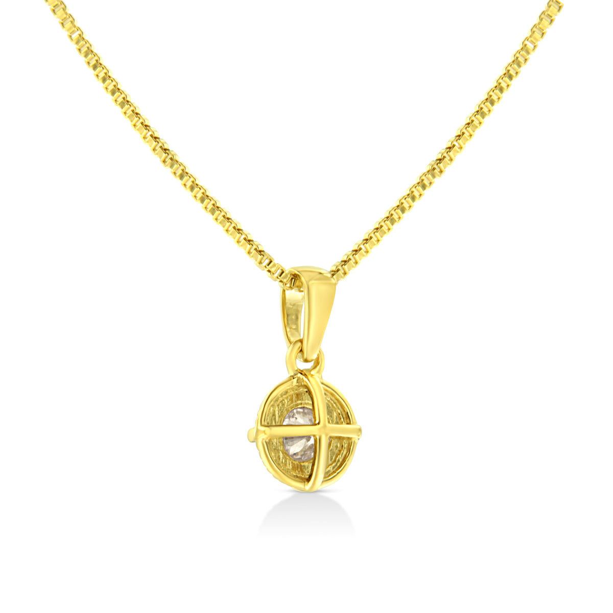 14K Yellow Gold Plated .925 Sterling Silver 1/2 Cttw Brilliant Round Cut Diamond Solitaire Milgrain 18