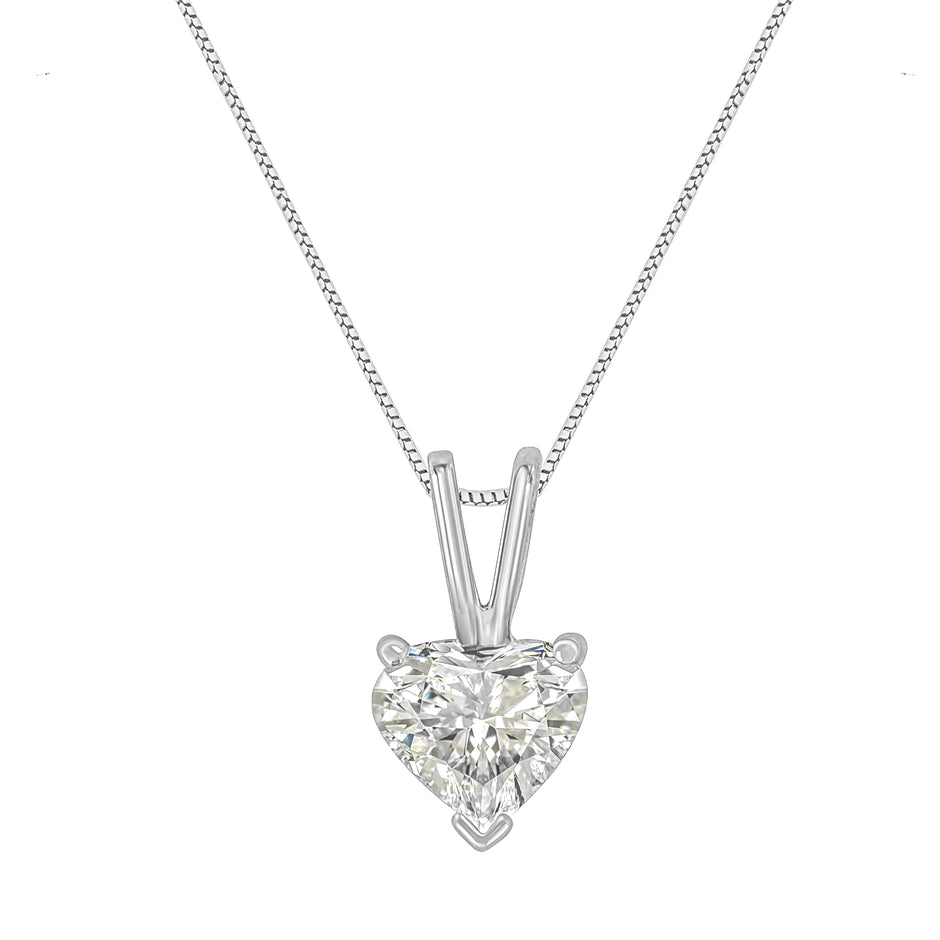 14K White Gold 3/8 Cttw Heart-Shaped Diamond Classic Solitaire 18