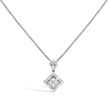 10K White Gold Princess Cut Diamond Geometric Pendant Necklace