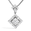 10K White Gold Princess Cut Diamond Geometric Pendant Necklace