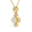 10K Yellow Gold 3/8 Cttw Princess Diamond Geometric Pendant Necklace