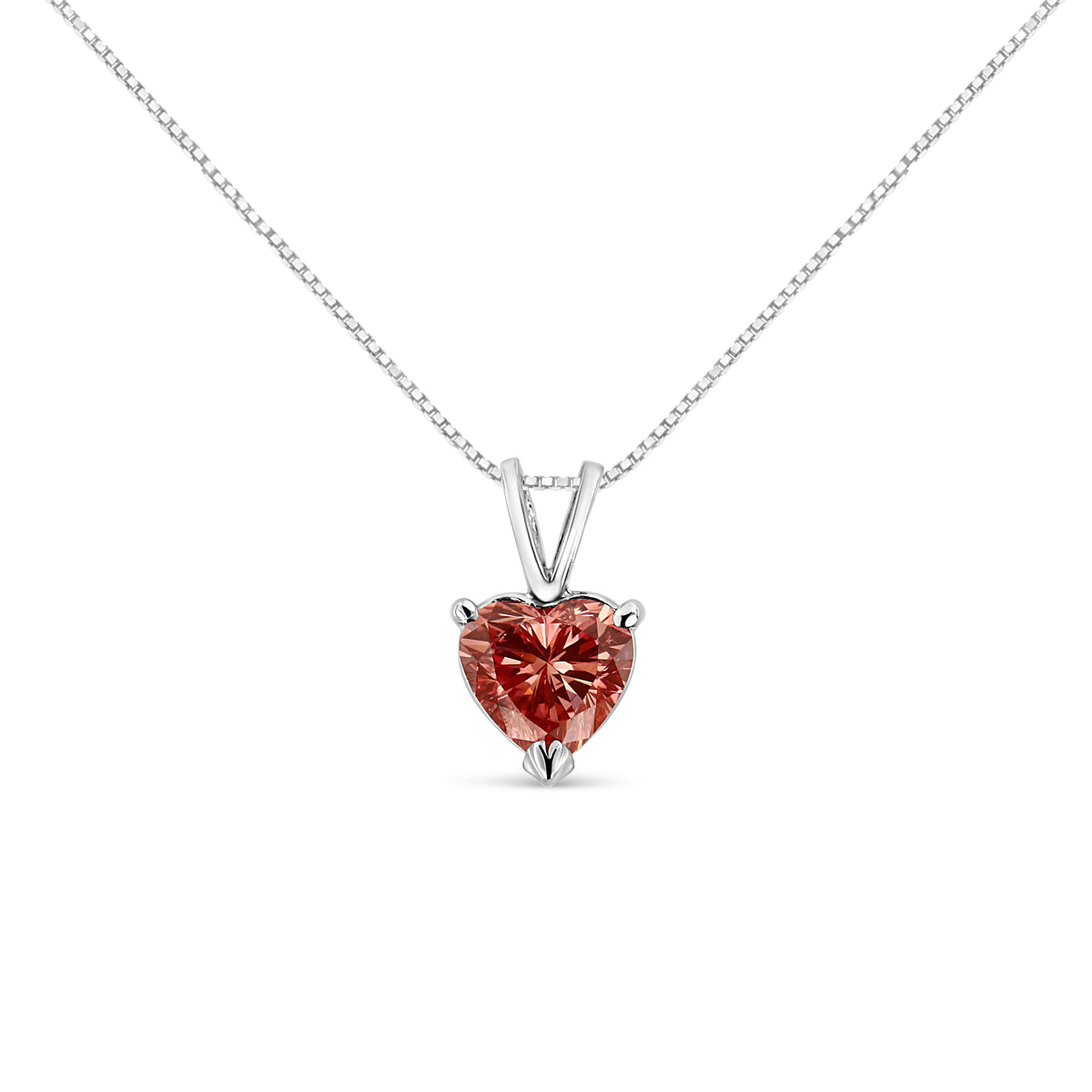 IGI Certified 14K White Gold Martini Set 1.00 Cttw Lab Grown Pink Heart Diamond Solitaire 18