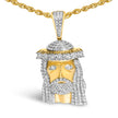 Men's 10K Yellow Gold 1 1/3 Cttw Diamond Studded Jesus Pendant Necklace