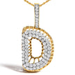 Men's 10K Yellow Gold 1 1/5 Cttw Diamond Letter D Initial Pendant Necklace