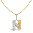Men's 10K Yellow Gold 1 1/2 Cttw Diamond Letter N Initial Pendant Necklace