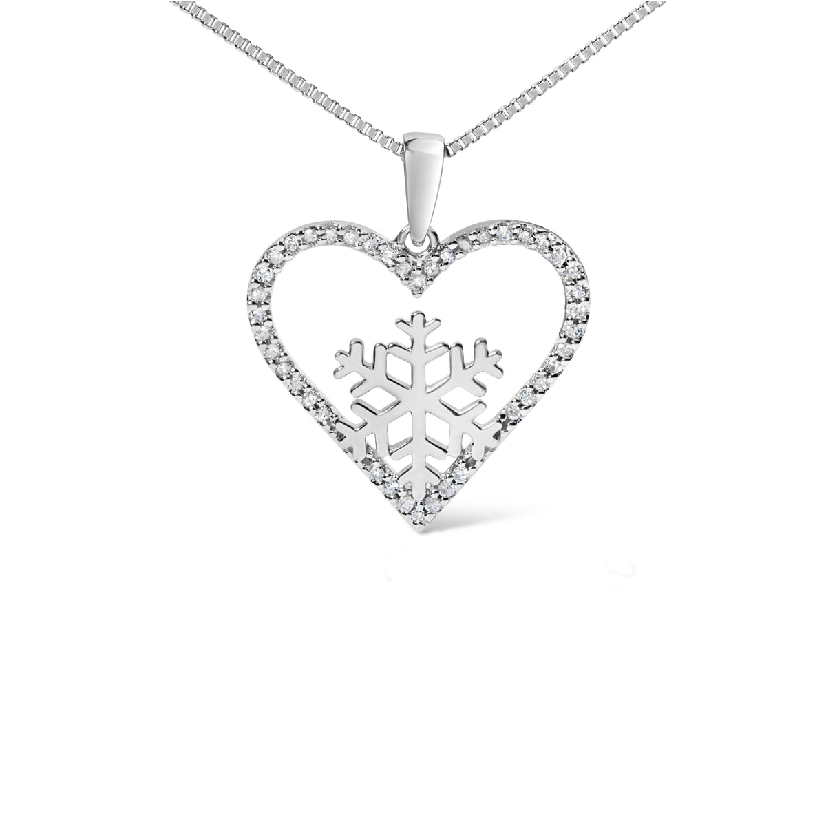 925 Sterling Silver 1/10ct TDW Diamond Heart Pendant Necklace 18