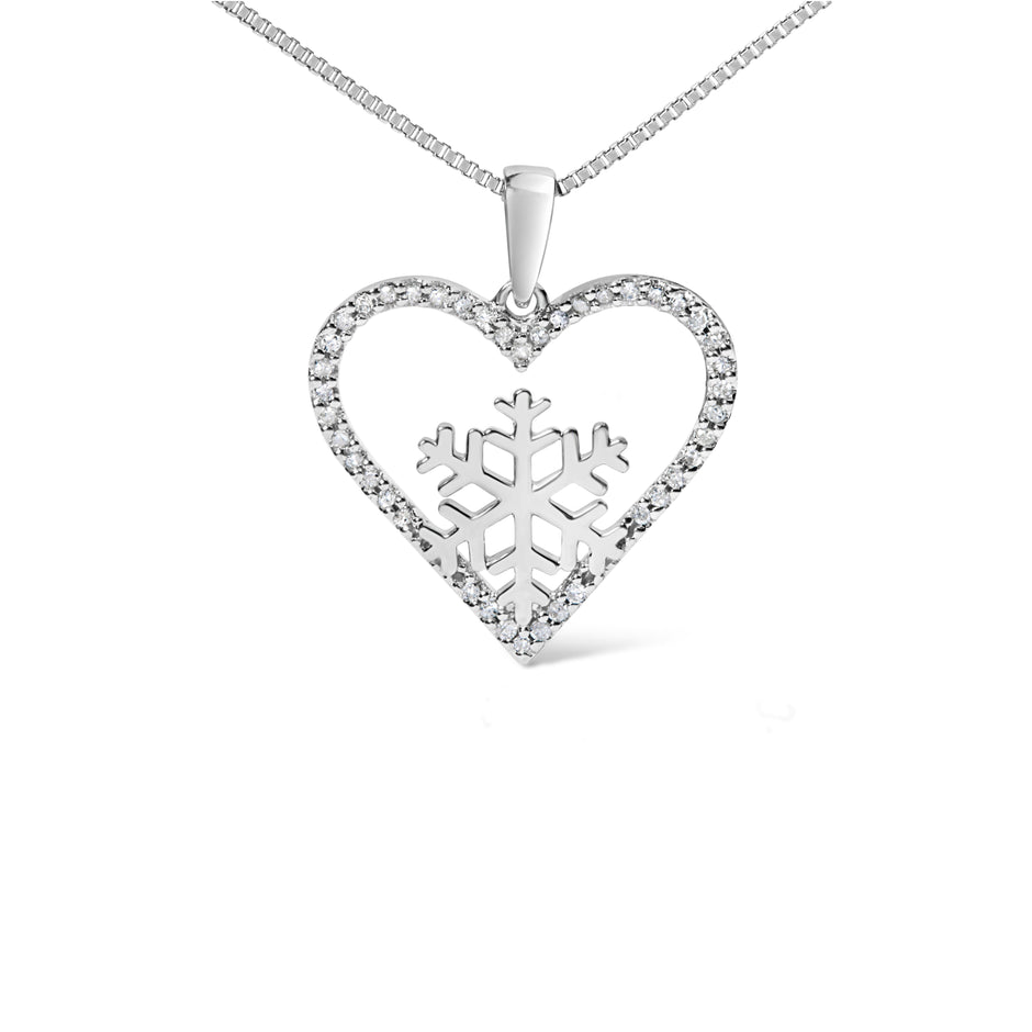 925 Sterling Silver 1/10ct TDW Diamond Heart Pendant Necklace 18