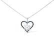 925 Sterling Silver 1/10ct TDW  Blue Treated  Diamond Heart Pendant Necklace
