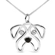 .925 Sterling Silver Diamond Accent Pug Dog Pendant Necklace (I-J Color, I2-I3 Clarity) - 18