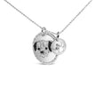 .925 Sterling Silver 1/4 Cttw White and Black Diamond Pitbull Dog Medallion and Charm 18