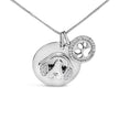 .925 Sterling Silver 1/5 Cttw White and Black Diamond Beagle Dog Medallion and Charm 18
