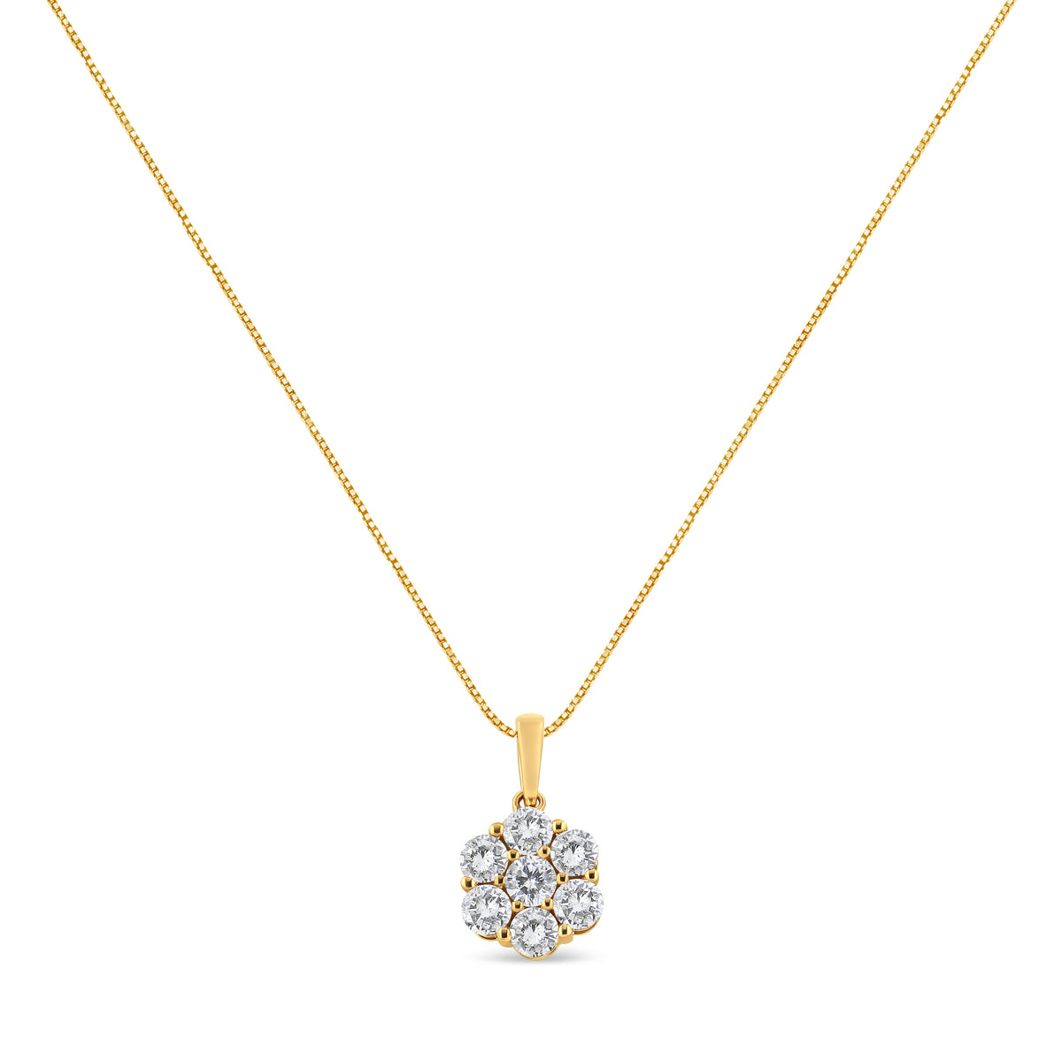 14K Yellow Gold 2.00 Cttw Brilliant Round-Cut Diamond 7 Stone Flower Cluster 18