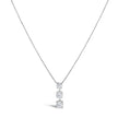 10K White Gold 1/2 Cttw Diamond 3 Stone Drop Pendant Necklace