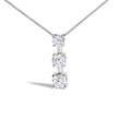 10K White Gold 1/2 Cttw Diamond 3 Stone Drop Pendant Necklace