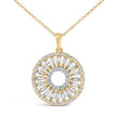 14K Yellow Gold Plated Sterling Silver 1 1/6 Cttw Diamond Sunburst Medallion Pendant Necklace