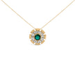 14K Yellow Gold Plated .925 Sterling Silver Lab Grown Emerald and Baguette Diamond Medallion Pendant Necklace