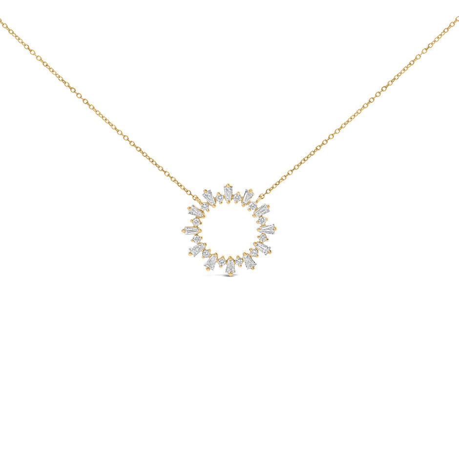 14K Yellow Gold Plated Sterling Silver 3/4 Cttw Diamond Starburst Pendant Necklace