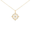 14K Yellow Gold Plated Sterling Silver 3/4 Cttw Diamond Compass Medallion Pendant Necklace
