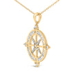 14K Yellow Gold Plated Sterling Silver 3/4 Cttw Diamond Compass Medallion Pendant Necklace