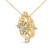 14K Yellow Gold Plated Sterling Silver 1/3 Cttw Diamond Compass Pendant Necklace