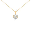 10K Yellow Gold Plated .925 Sterling Silver 1.0 Cttw Lab Grown Diamond Hexagon Halo Pendant Necklace