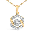 10K Yellow Gold Plated .925 Sterling Silver 1.0 Cttw Lab Grown Diamond Hexagon Halo Pendant Necklace
