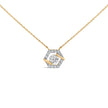 10K Yellow Gold Plated Silver 1.0 Cttw Lab Grown Diamond Hexagon Halo Necklace