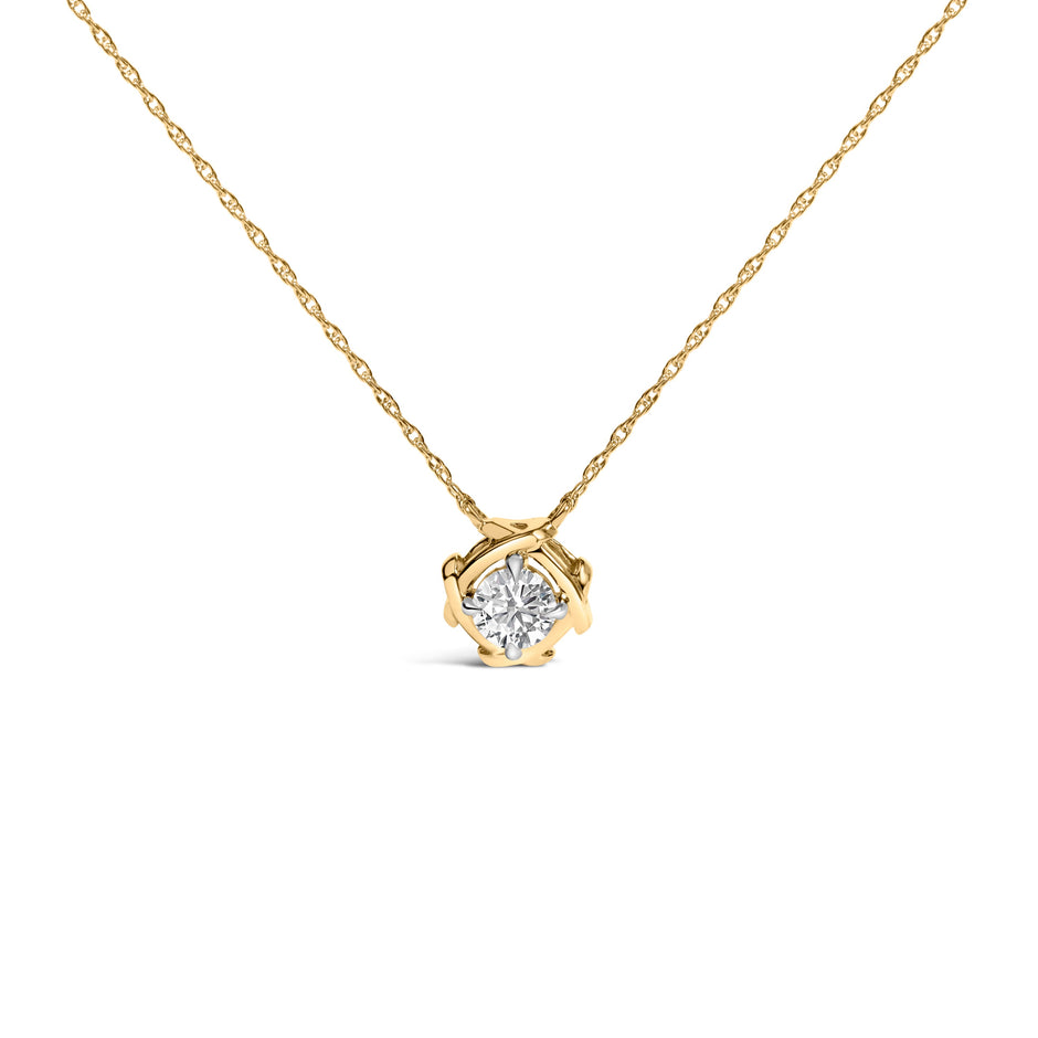 10K Yellow Gold Plated .925 Sterling Silver 1/2 Cttw Lab Grown Diamond Woven Necklace