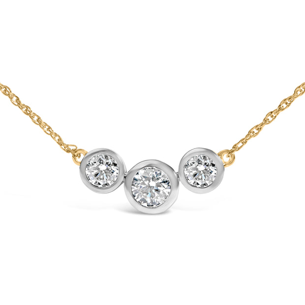 10K Yellow Gold Plated Sterling Silver 1.0 Cttw Lab Grown Diamond Bezel Station Necklace