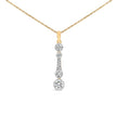 10K Yellow Gold Plated Sterling Silver 1.0 Cttw Lab Grown Diamond Bezel Vertical Drop Pendant Necklace