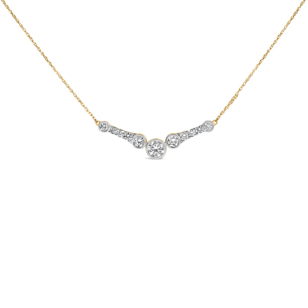 10K Yellow Gold Plated Sterling Silver 1 1/2 Cttw Lab Grown Diamond V Bar Necklace