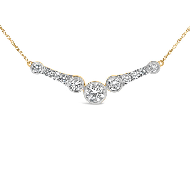 10K Yellow Gold Plated Sterling Silver 1 1/2 Cttw Lab Grown Diamond V Bar Necklace