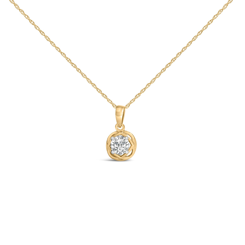 10K Yellow Gold Plated .925 Sterling Silver 1/2 Cttw Lab Grown Diamond Openwork Pendant Necklace