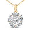 10K Yellow Gold Plated .925 Sterling Silver 2.0 Cttw Lab Grown Diamond Spoked Halo Pendant Necklace