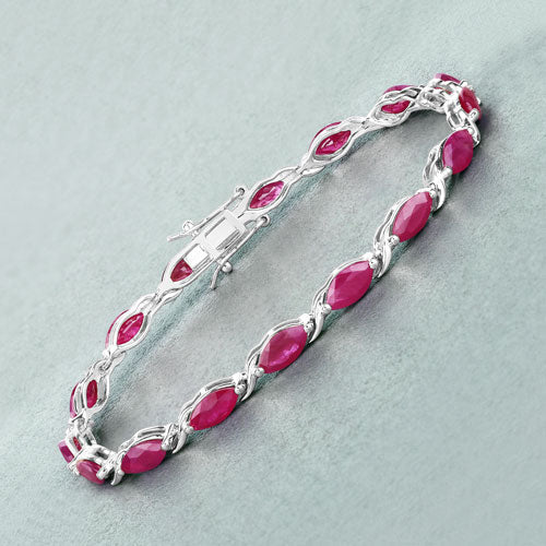 8.00 Carat Genuine Ruby 10K White Gold Bracelet - Bracelets - Custom Crafting Alliance, LLC