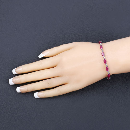8.00 Carat Genuine Ruby 10K White Gold Bracelet - Bracelets - Custom Crafting Alliance, LLC