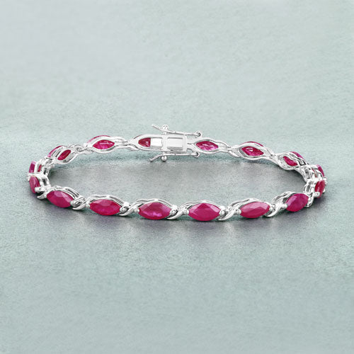 8.00 Carat Genuine Ruby 10K White Gold Bracelet - Bracelets - Custom Crafting Alliance, LLC