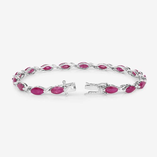 8.00 Carat Genuine Ruby 10K White Gold Bracelet - Bracelets - Custom Crafting Alliance, LLC