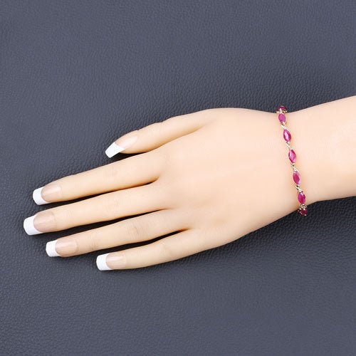 8.00 Carat Genuine Ruby 10K Yellow Gold Bracelet - Bracelets - Custom Crafting Alliance, LLC