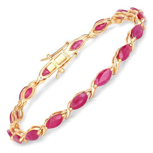 8.00 Carat Genuine Ruby 10K Yellow Gold Bracelet - Bracelets - Custom Crafting Alliance, LLC