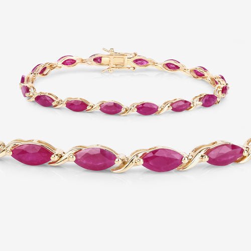 8.00 Carat Genuine Ruby 10K Yellow Gold Bracelet - Bracelets - Custom Crafting Alliance, LLC