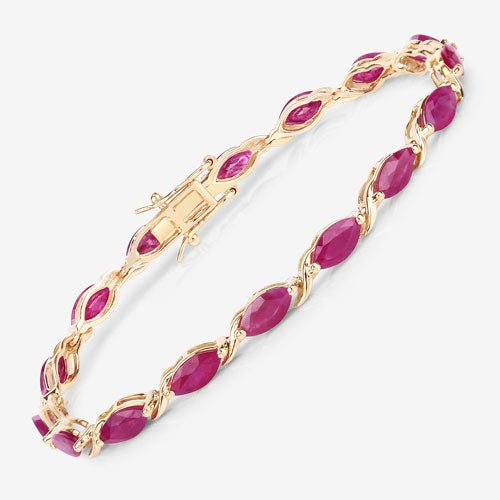 8.00 Carat Genuine Ruby 10K Yellow Gold Bracelet - Bracelets - Custom Crafting Alliance, LLC